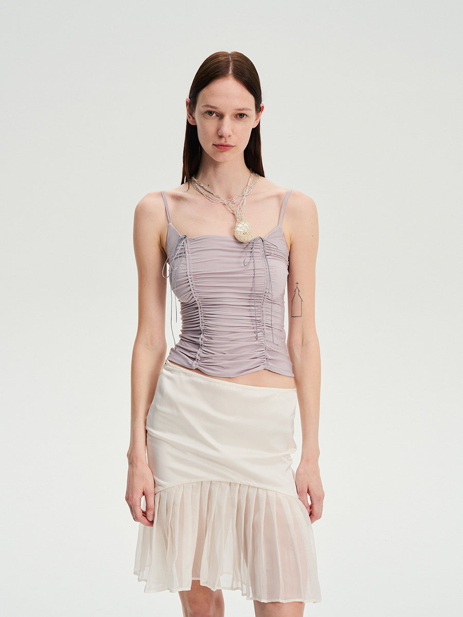 Dotyears Forest Whispers - Light-coloured drawstring pleated slim suspenders