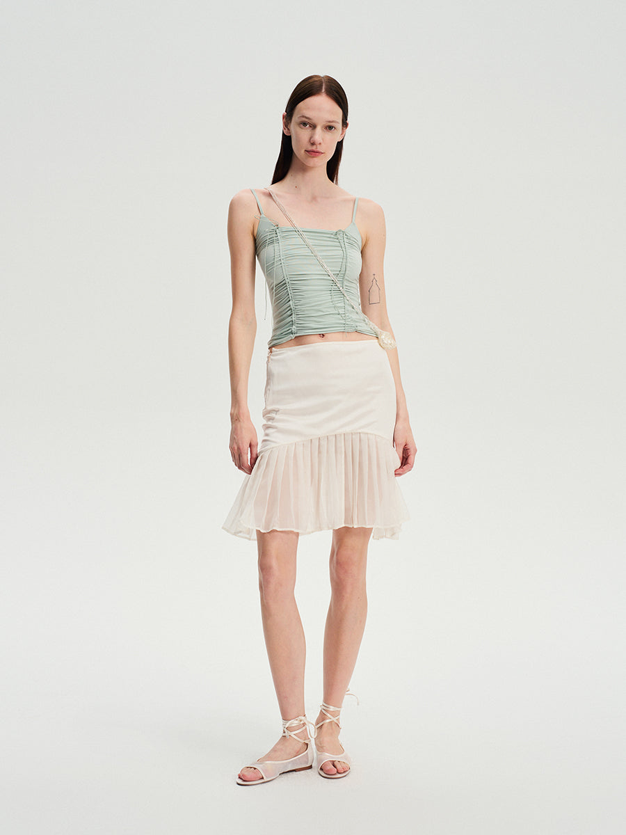 Dotyears Forest Whispers - Light-coloured drawstring pleated slim suspenders