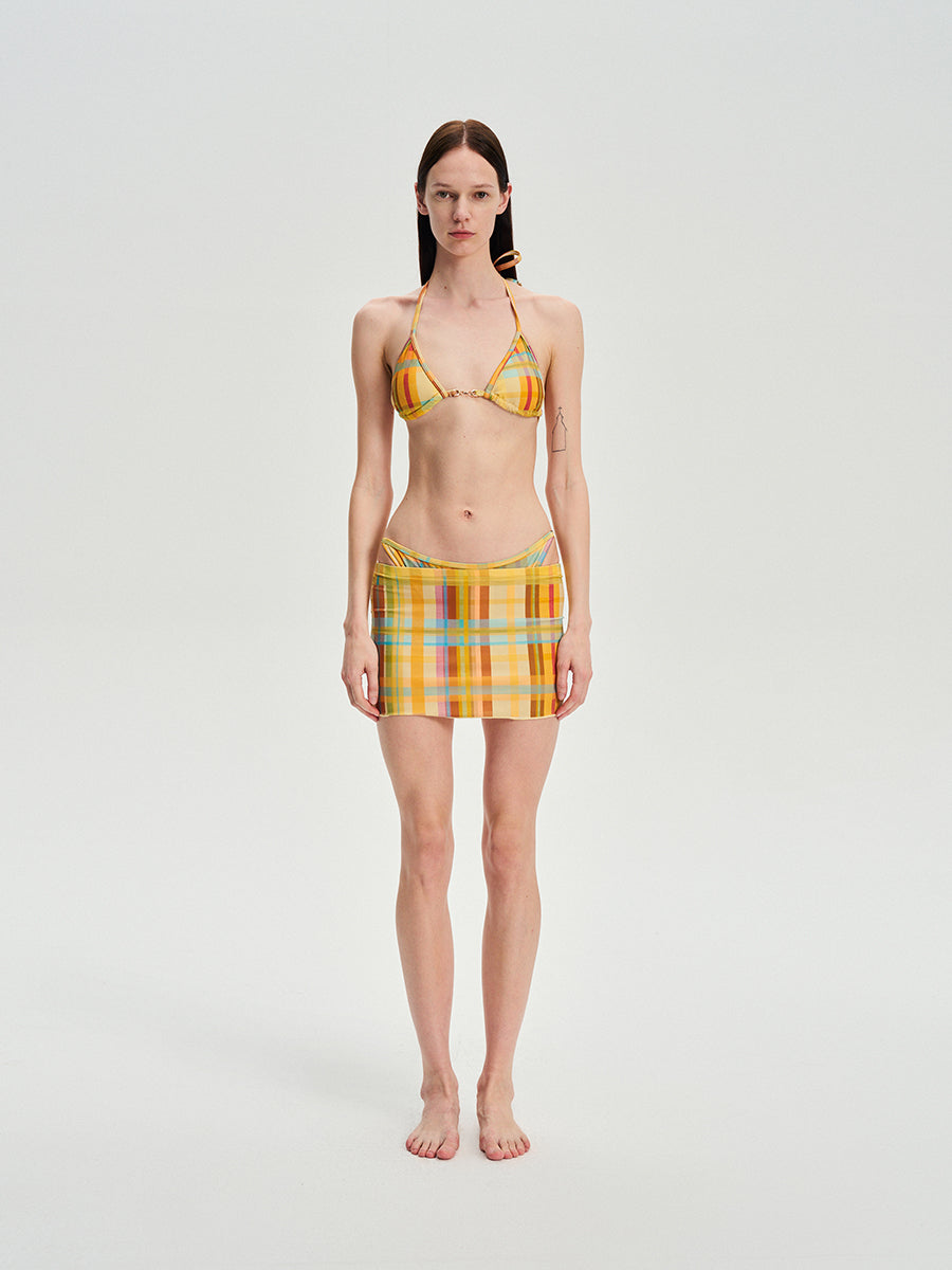 Dotyears Yellow plaid bikini metal charm set of three