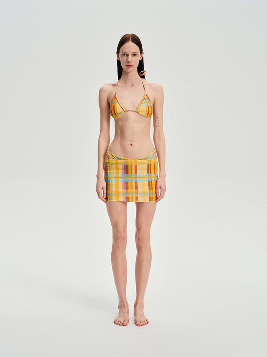 Dotyears Yellow plaid bikini metal charm set of three