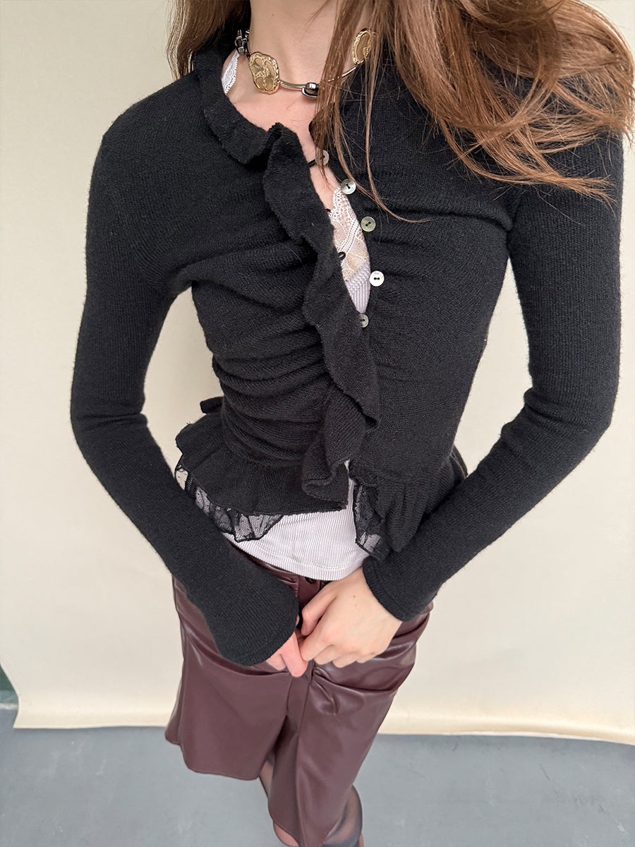 Dotyears Knit and Lace Panelled Shirt