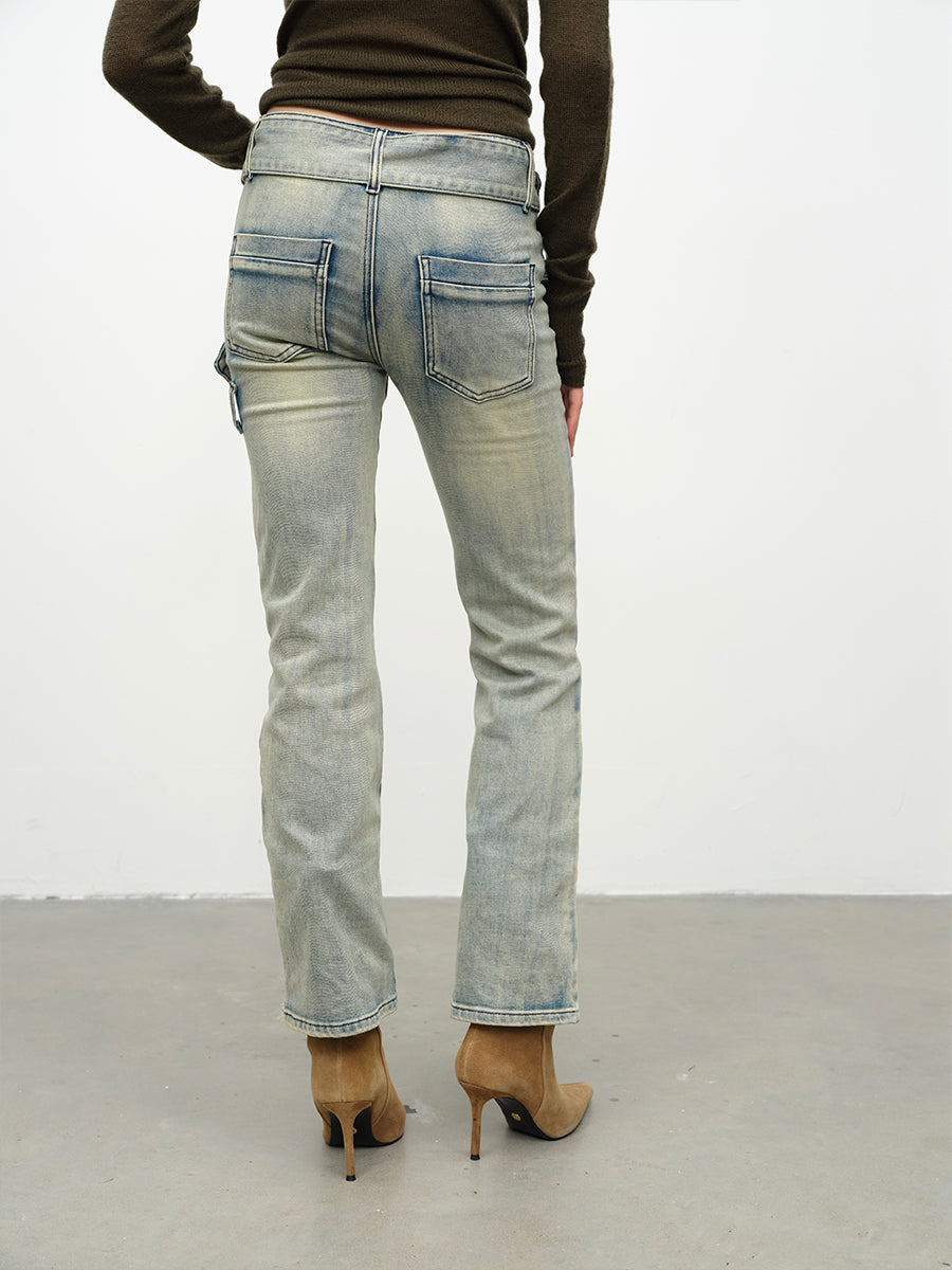Dotyears24AW Double-belted bootcut jeans