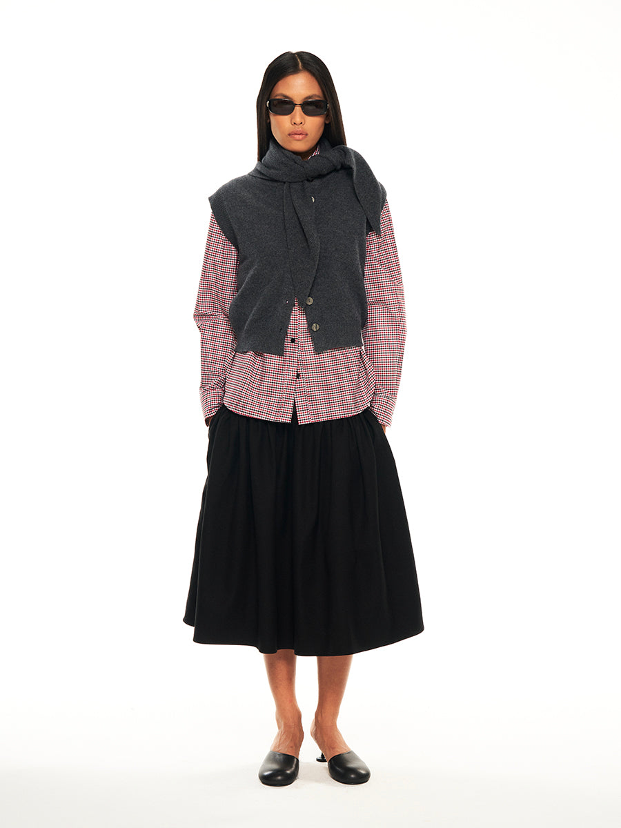 Hughum Grey 100% wool knitted vest over top