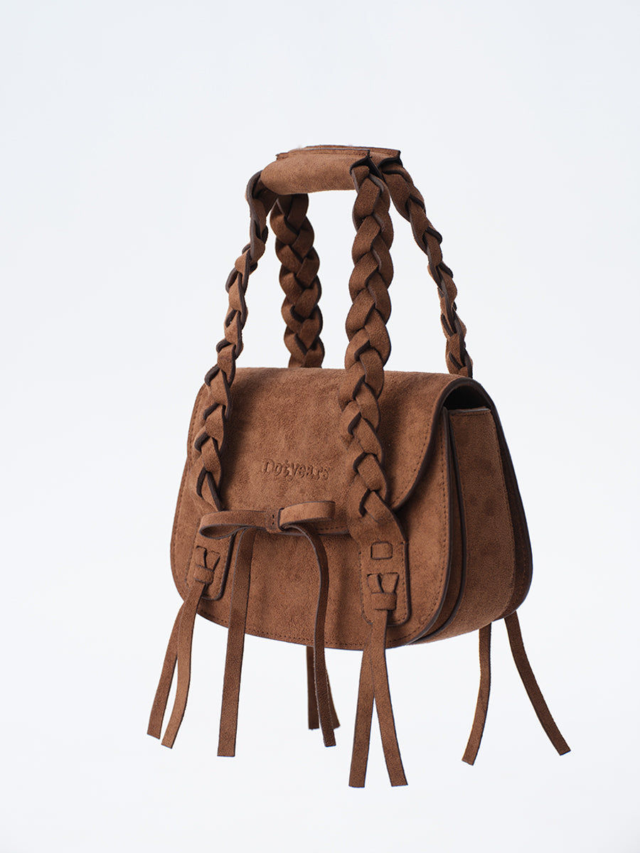Dotyears Versatile Top-Handle Bag with Woven Suede Handle