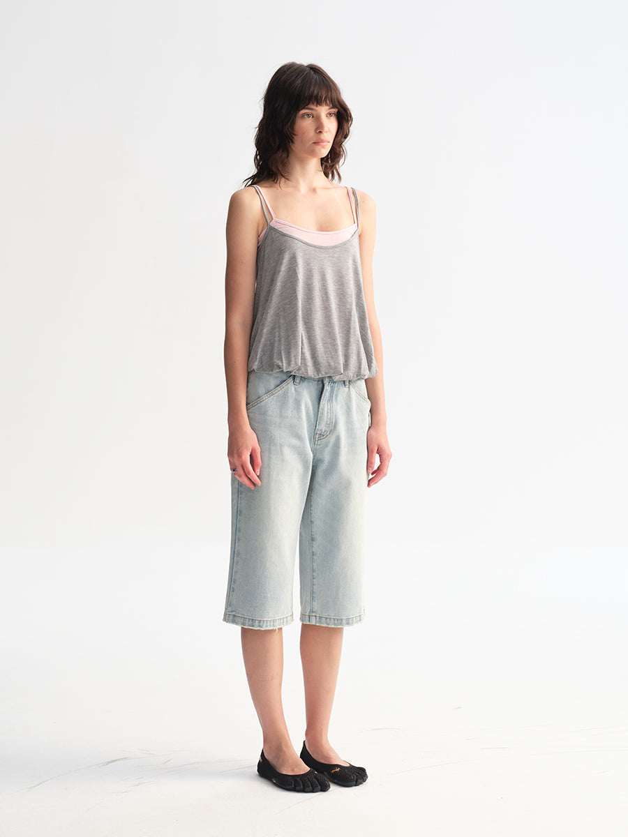 Hughum Two-in-one color-block camisole top