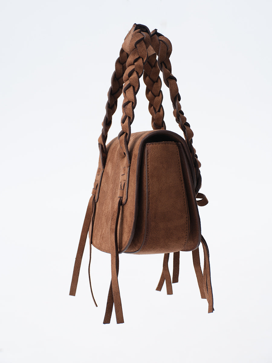 Dotyears Versatile Top-Handle Bag with Woven Suede Handle