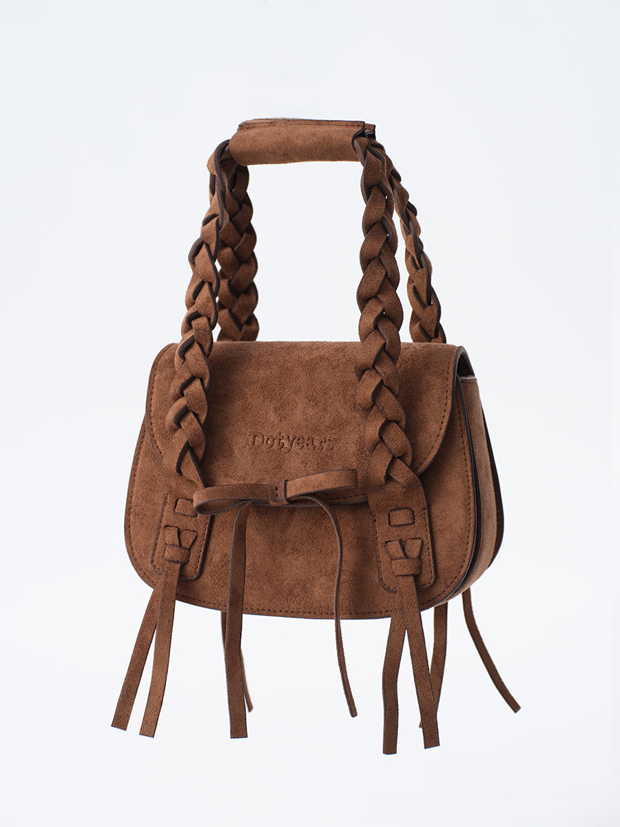 Dotyears Versatile Top-Handle Bag with Woven Suede Handle