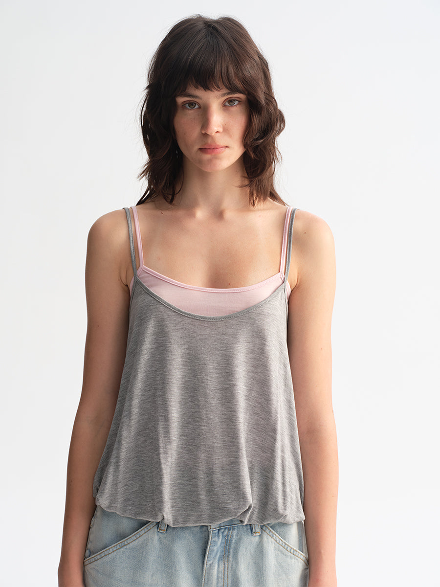 Hughum Two-in-one color-block camisole top