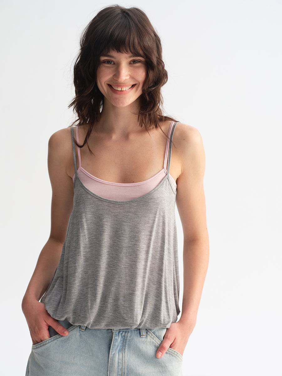 Hughum Two-in-one color-block camisole top