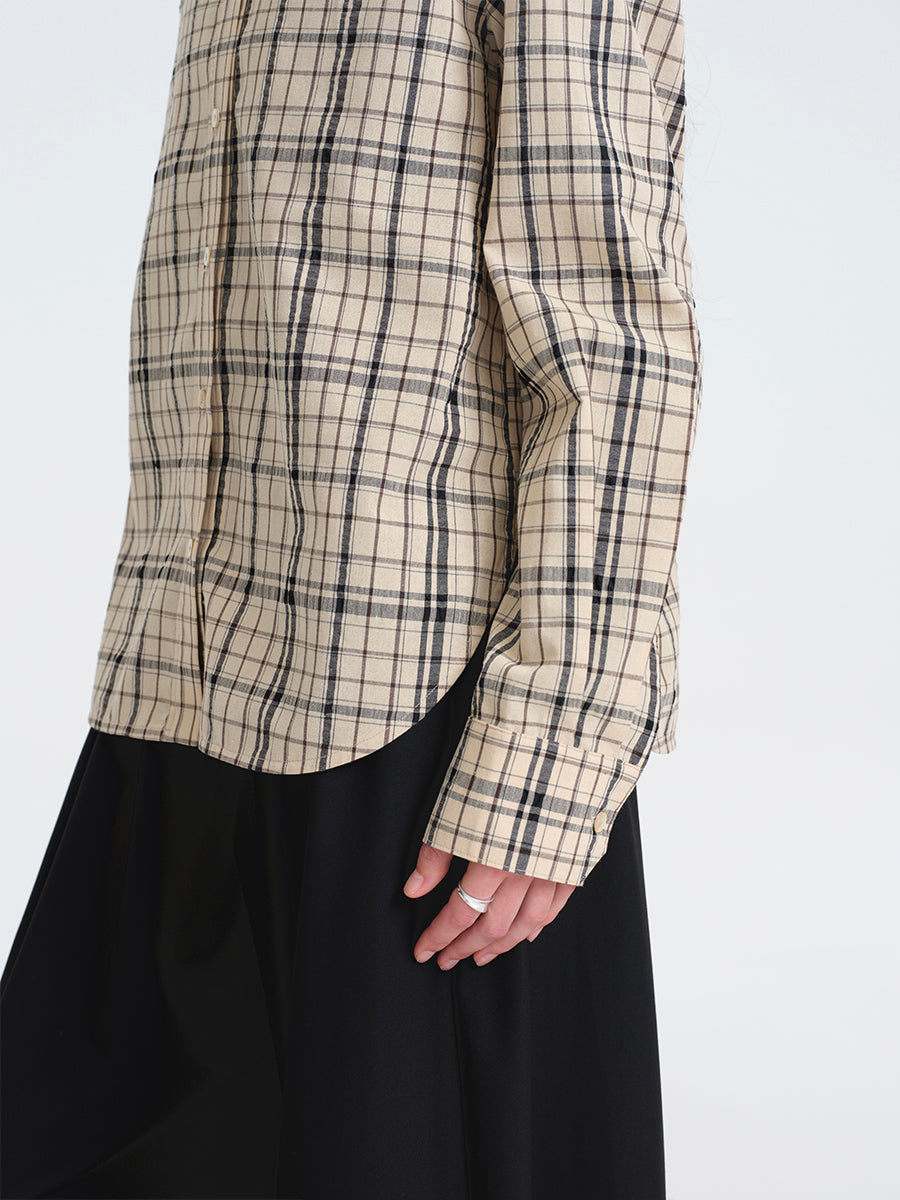 Hughum Khaki Check Cotton Shirt