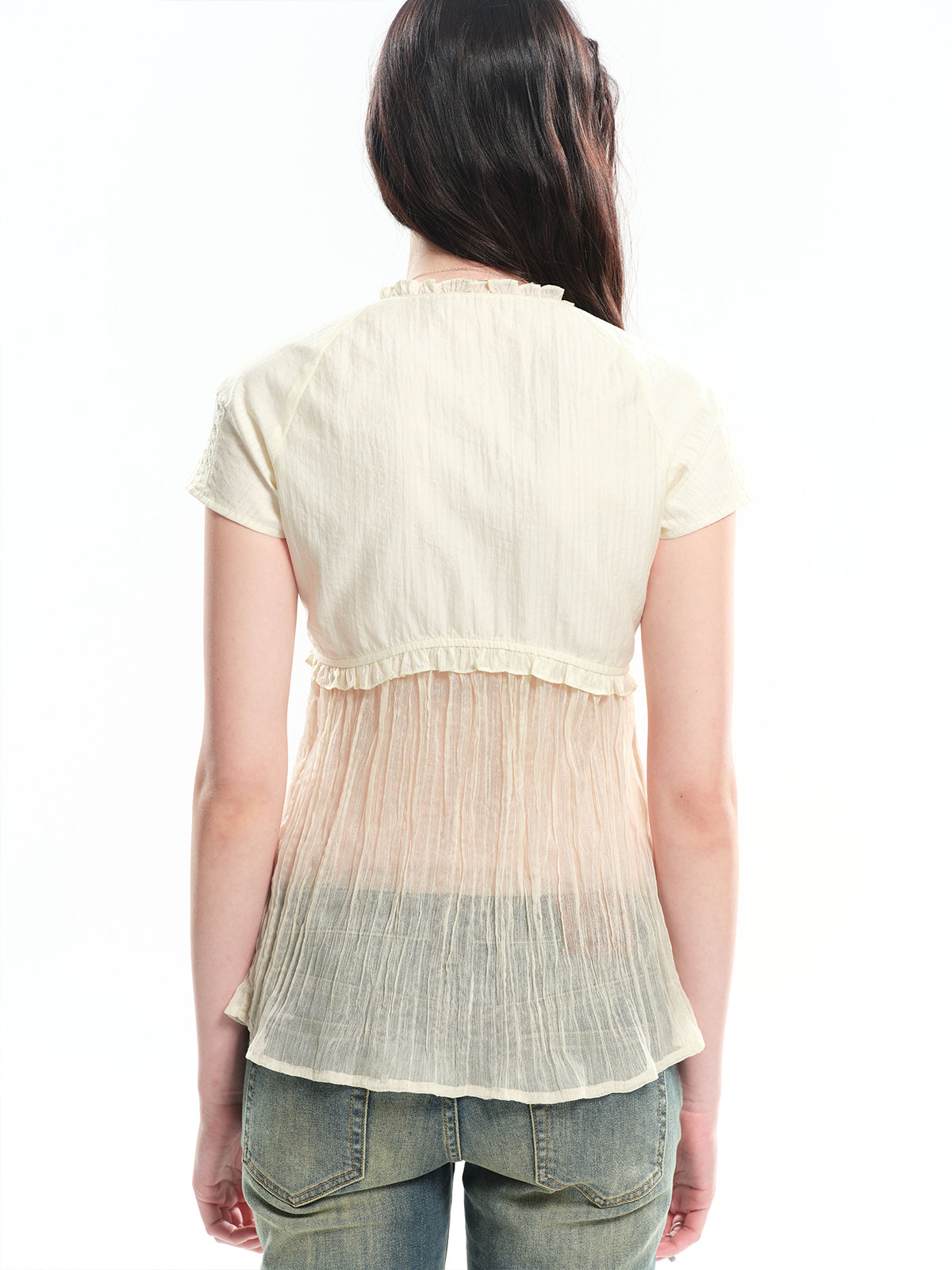 Dotyears encel spliced pleated A-line cardigan top