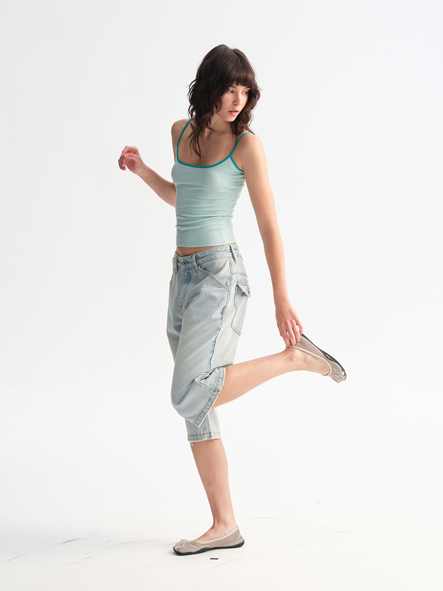 Hughum Modal Knit Color-Block Tank Top