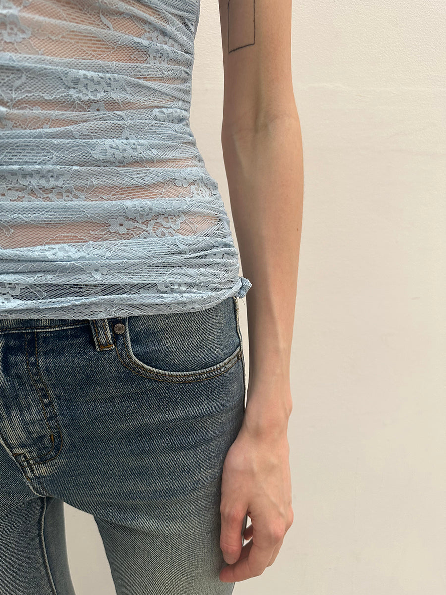 Dotyears  Two-tone lace bow charm with cross-neck suspenders