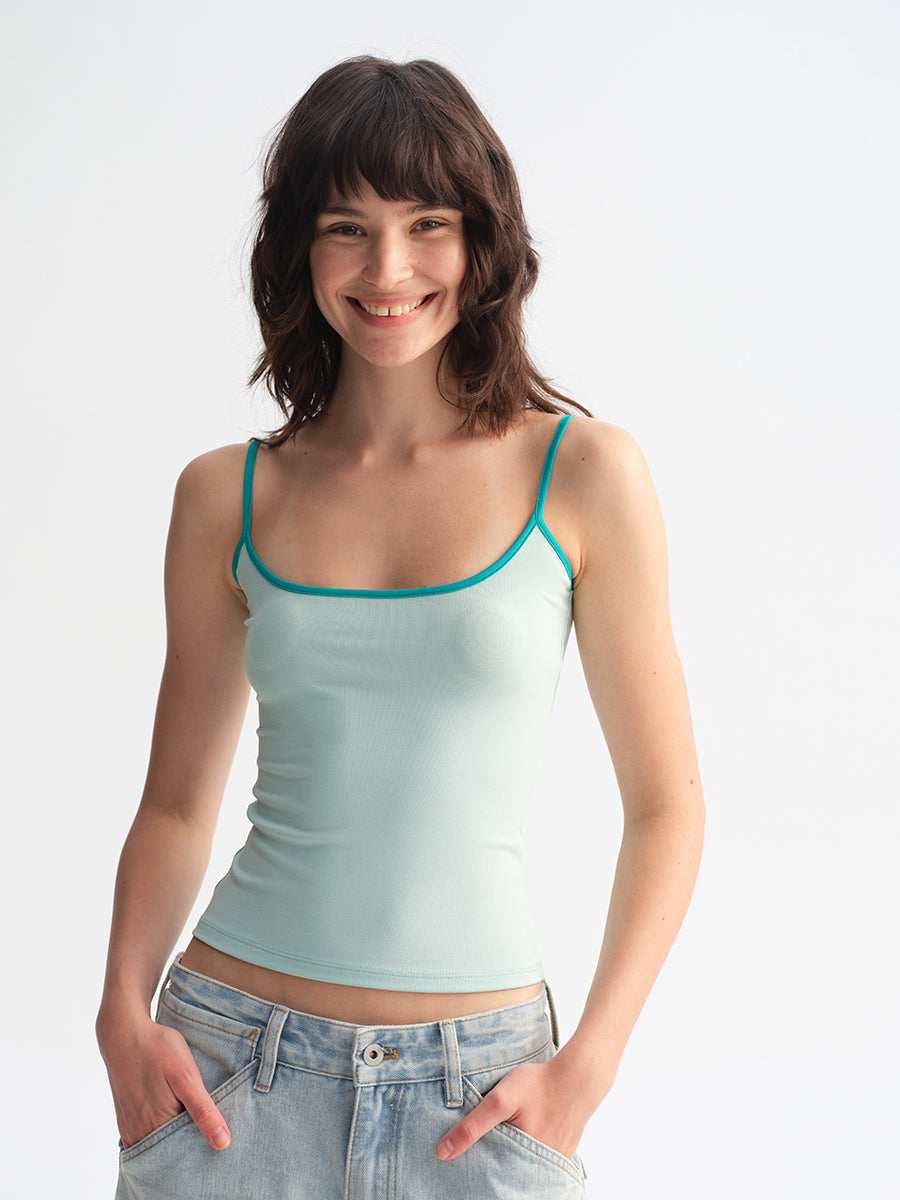 Hughum Modal Knit Color-Block Tank Top
