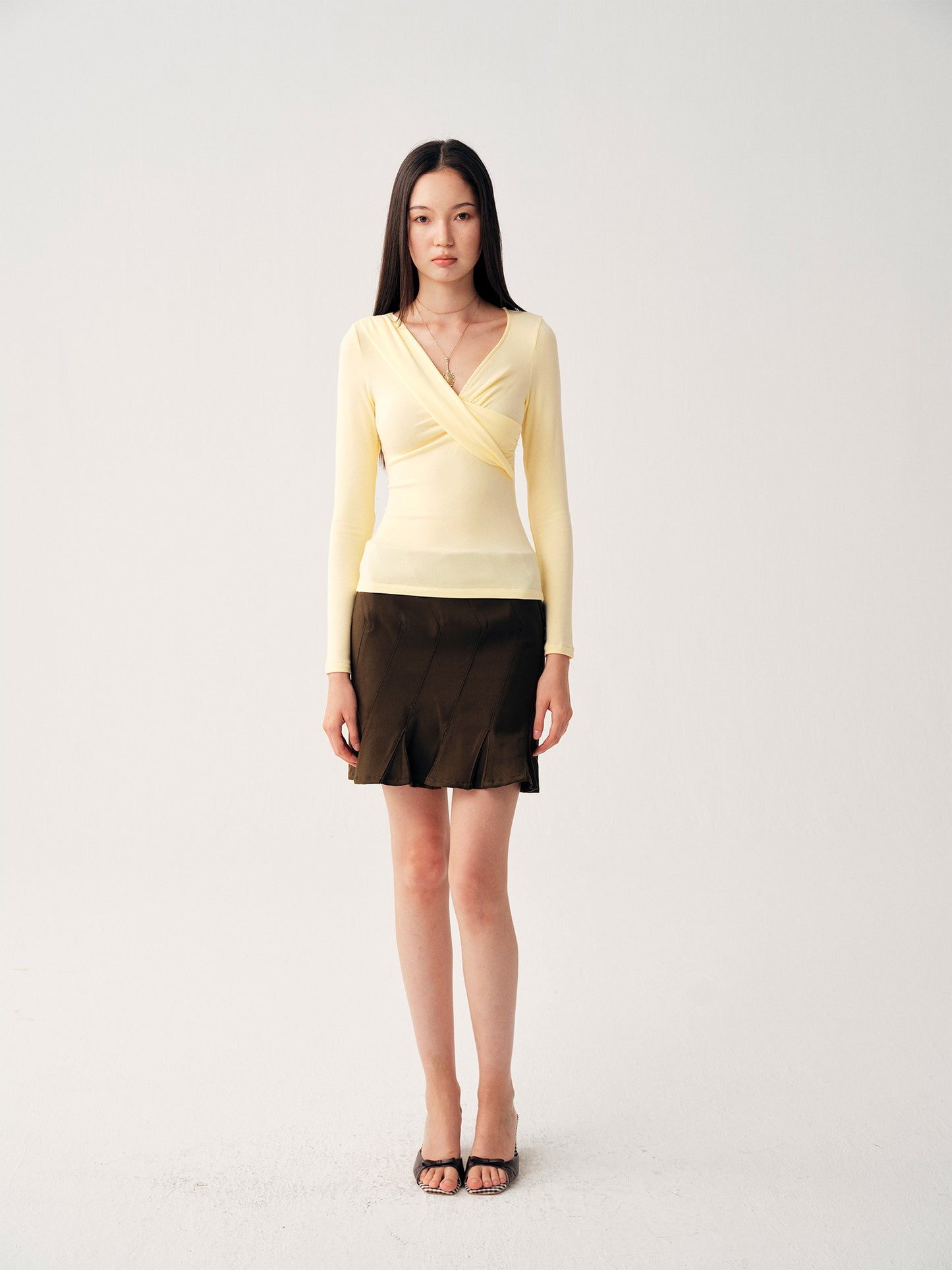 Dotyears Butter‑Yellow Cross‑Front Top