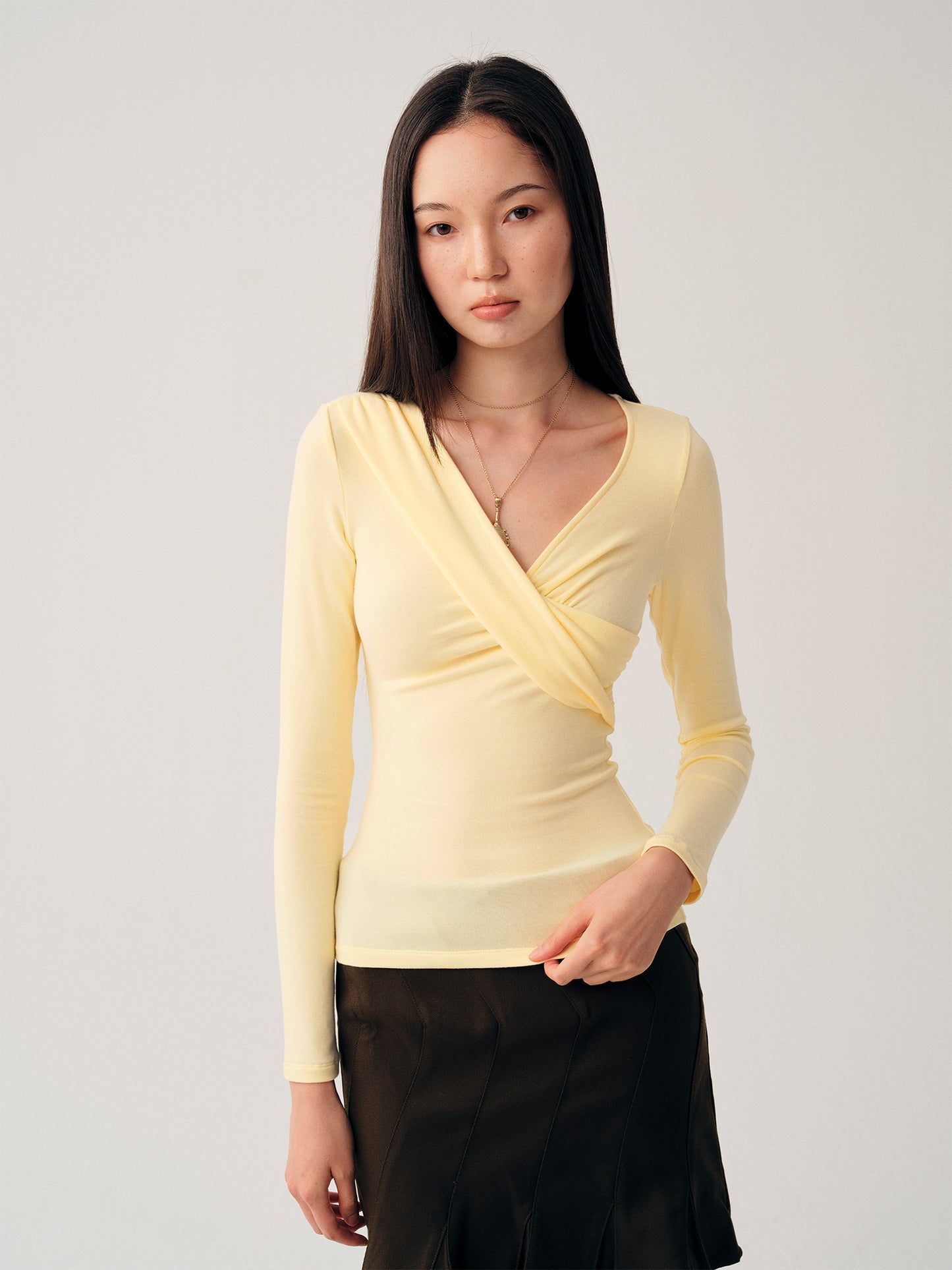 Dotyears Butter‑Yellow Cross‑Front Top