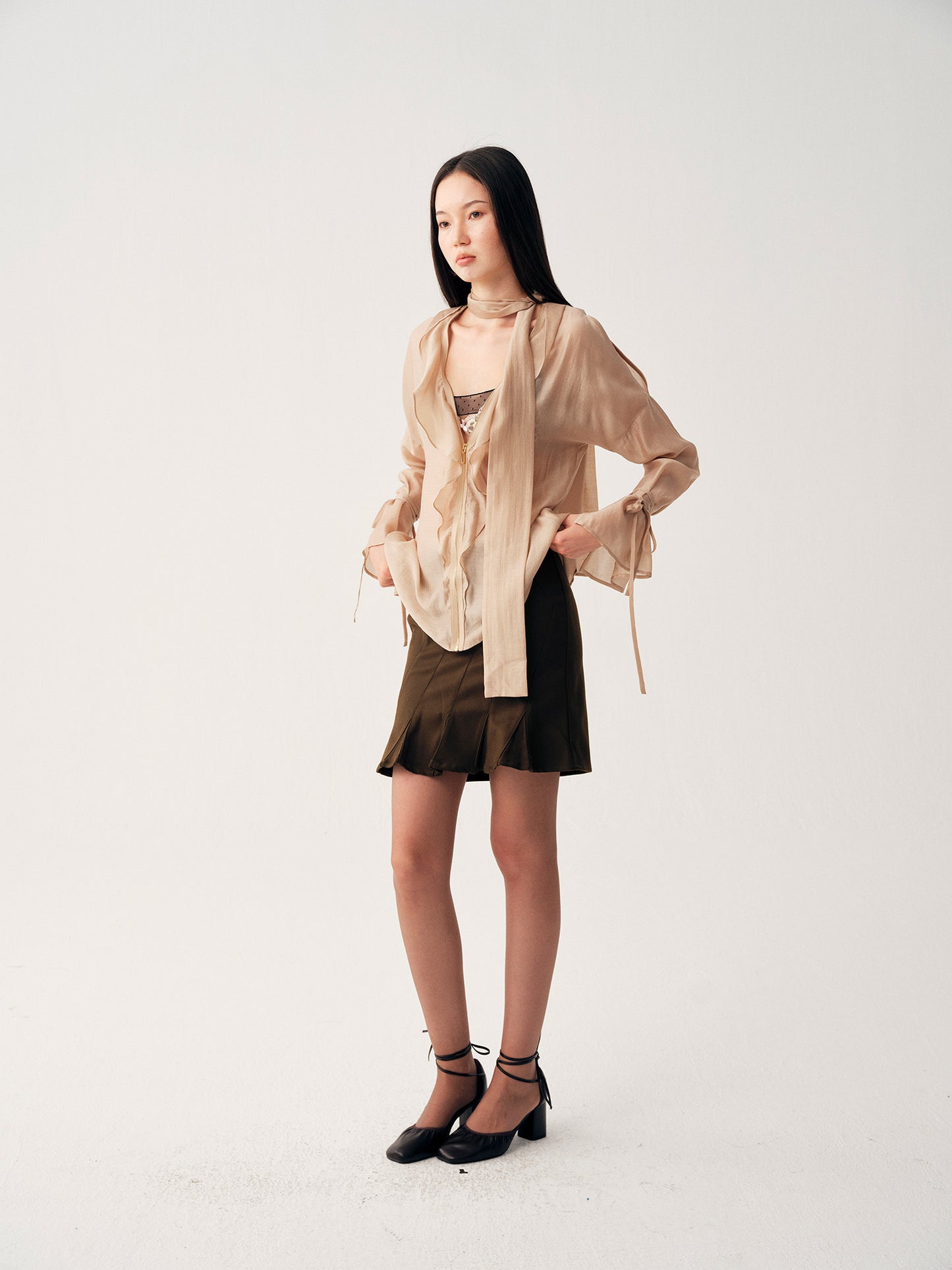 Dotyears Champagne‑Textured Blouse