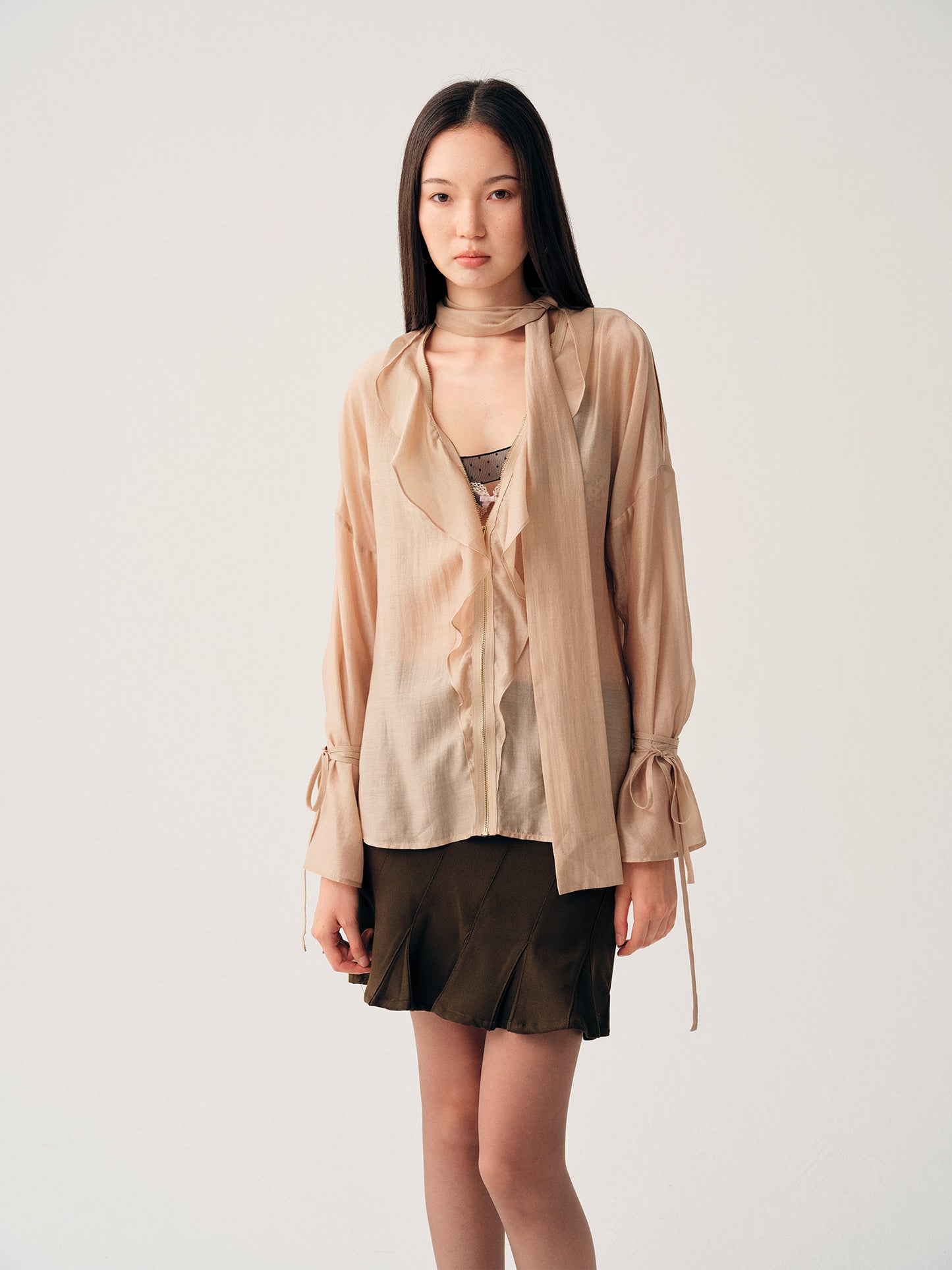Dotyears Champagne‑Textured Blouse