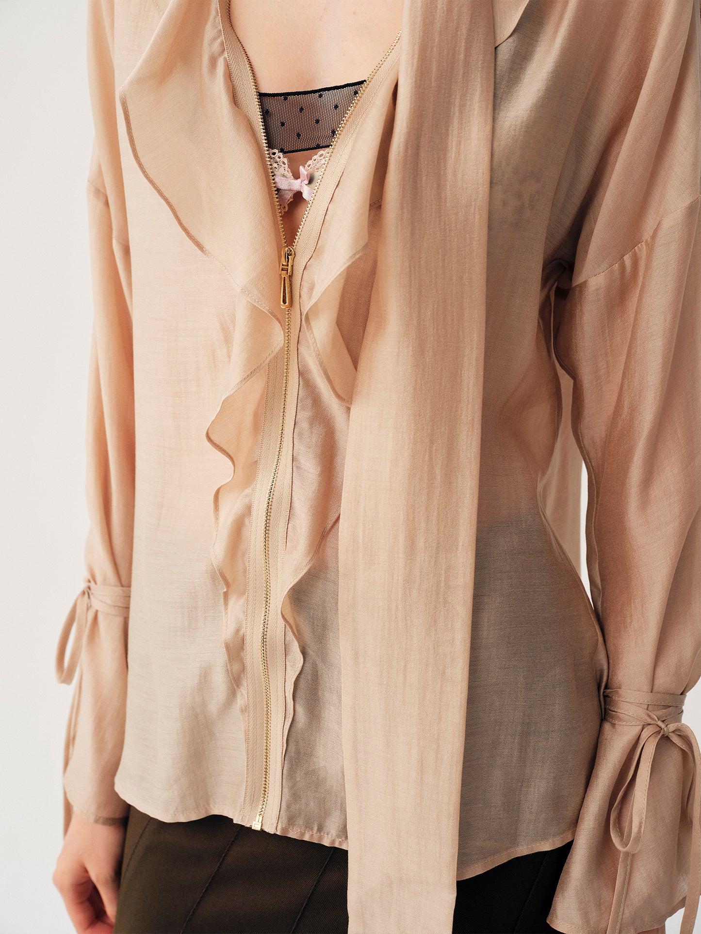 Dotyears Champagne‑Textured Blouse