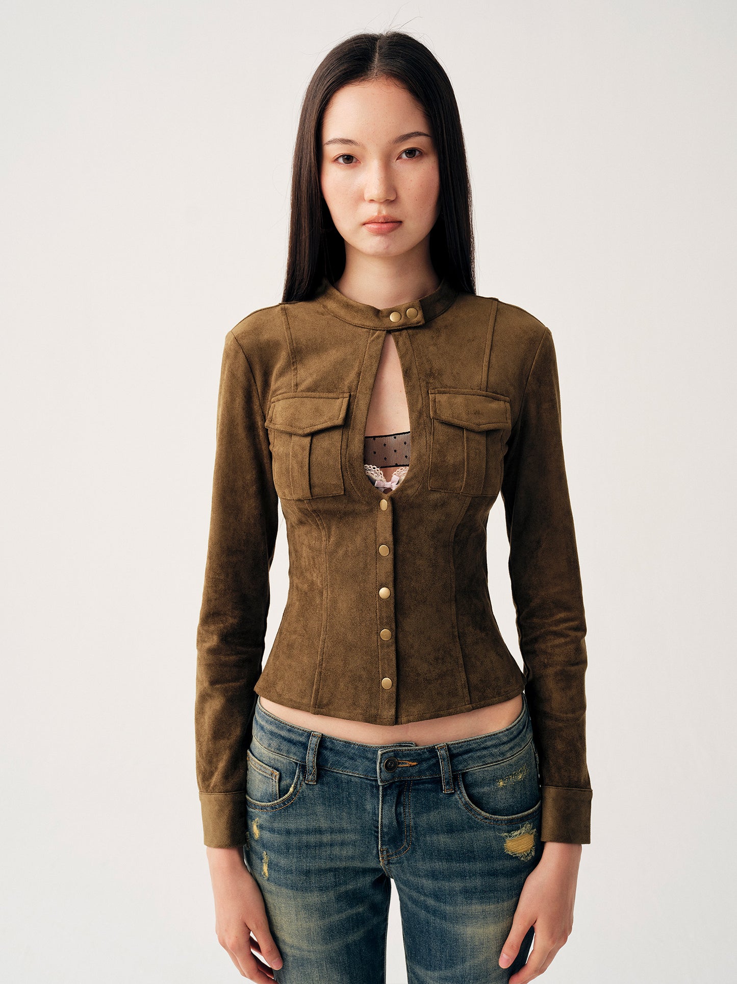 Dotyears Two‑Tone Suede Jacket
