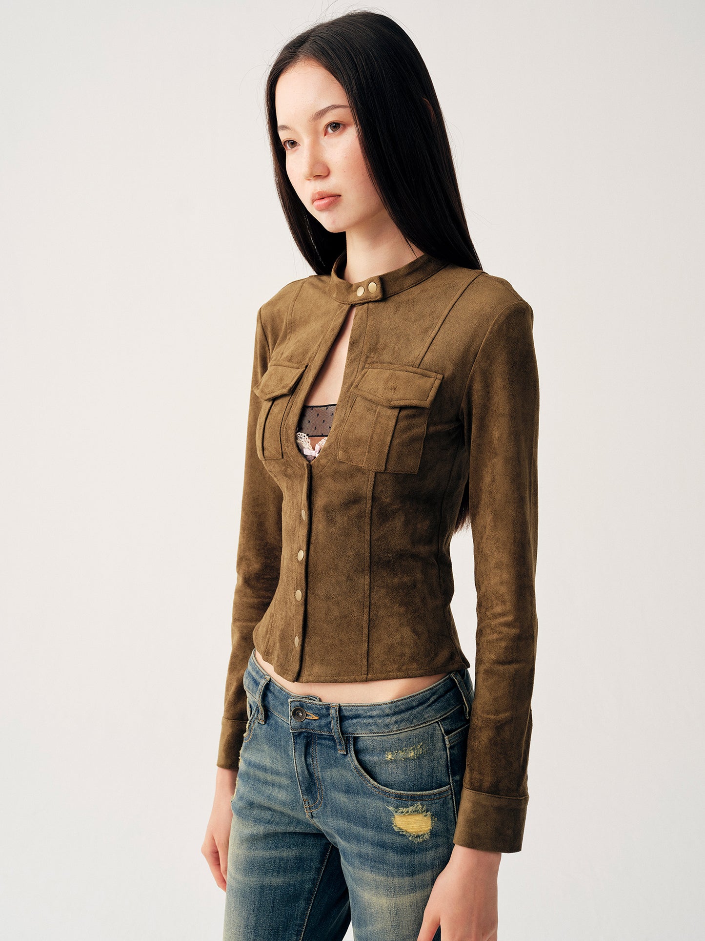Dotyears Two‑Tone Suede Jacket