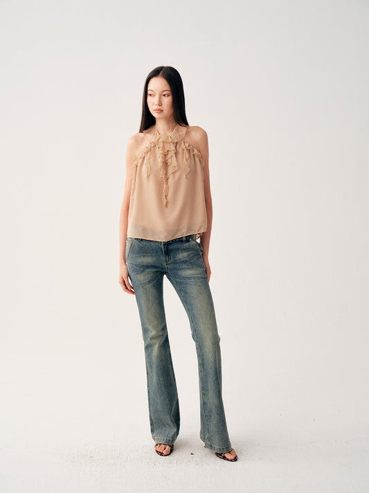 Dotyears Ruffled Spliced Cami Top