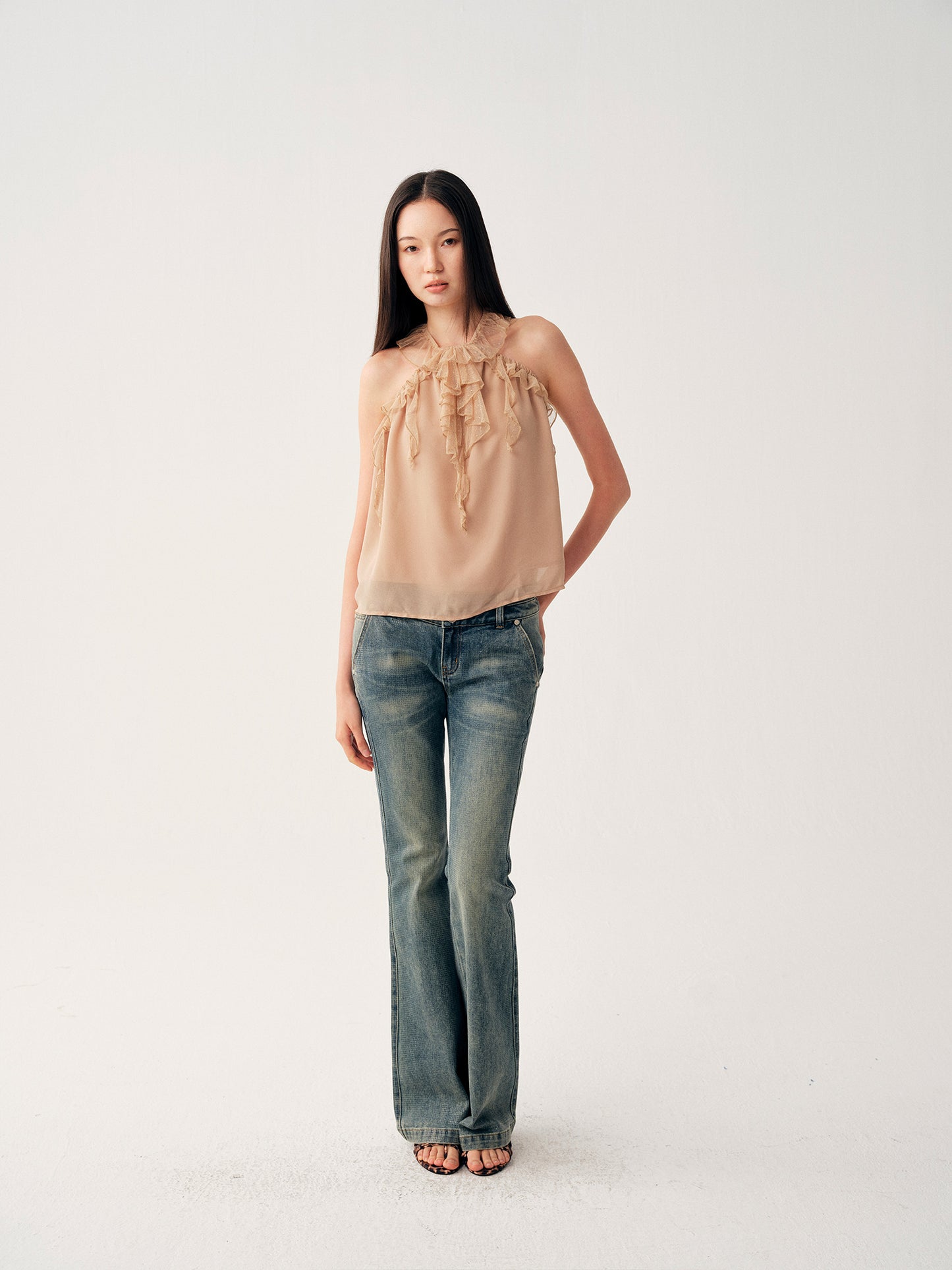 Dotyears Ruffled Spliced Cami Top