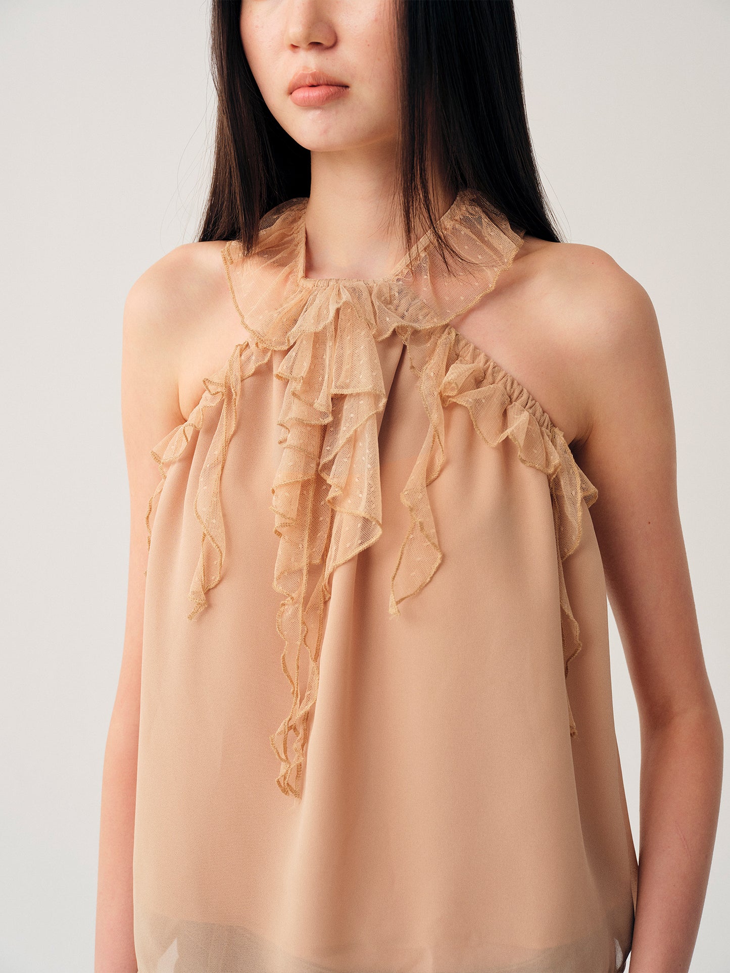 Dotyears Ruffled Spliced Cami Top