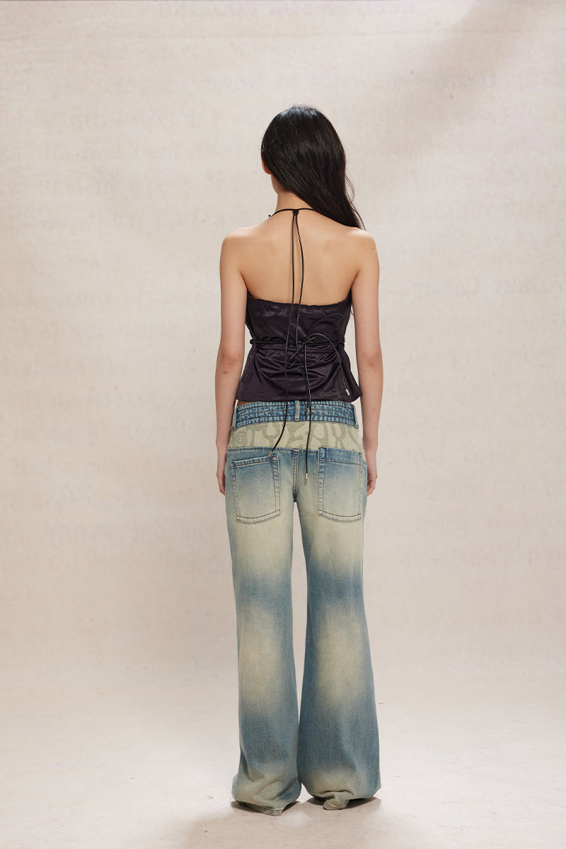 Dotyears24ss Year of the Dragon print halterneck satin camisole