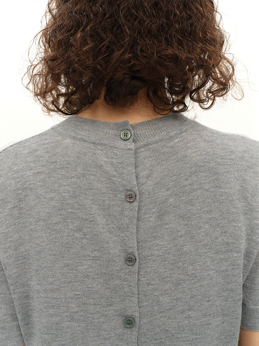 Hughum Blue grey crewneck knit short sleeves