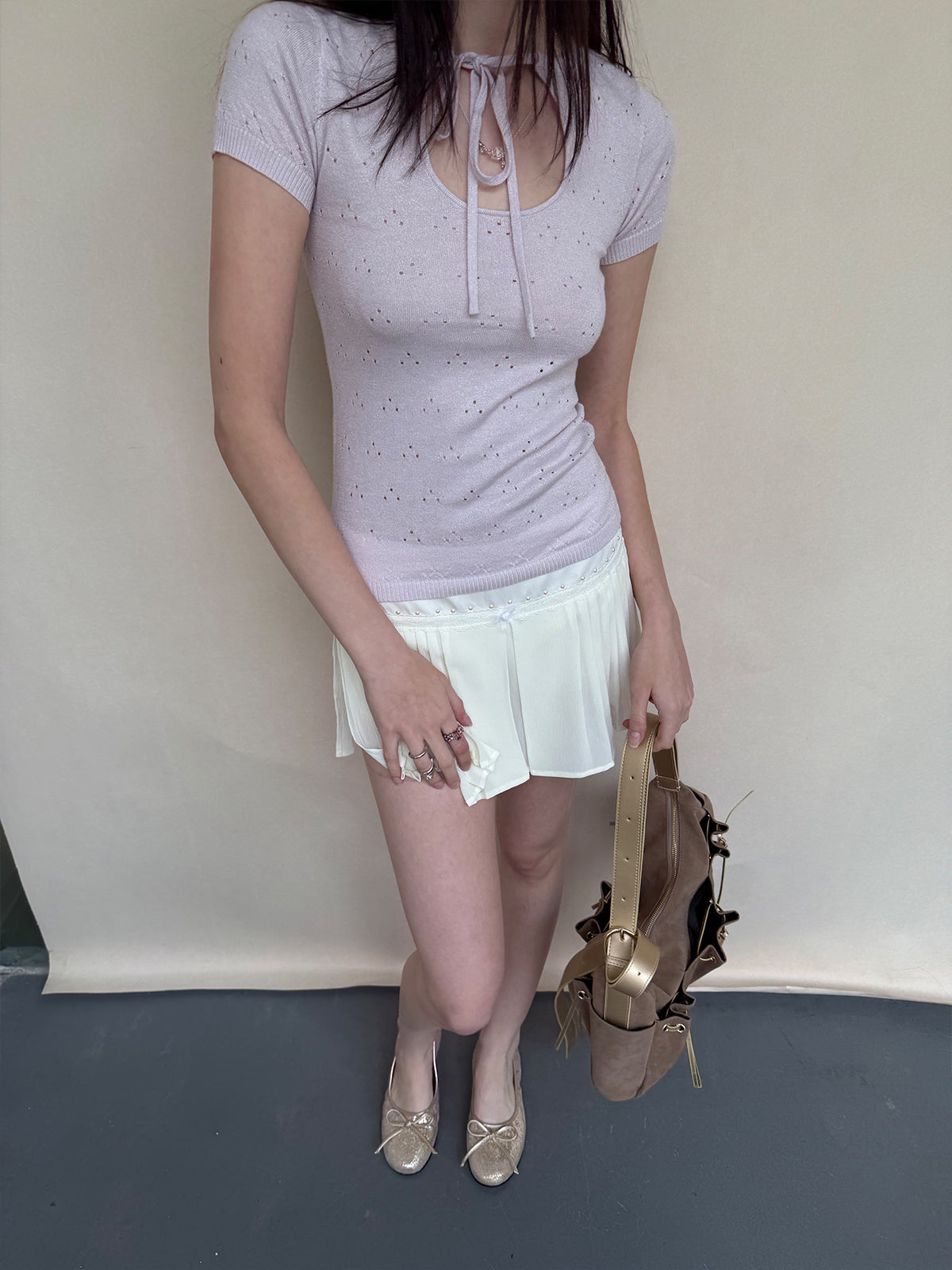 Dotyears Basic Eyelet Knit Top