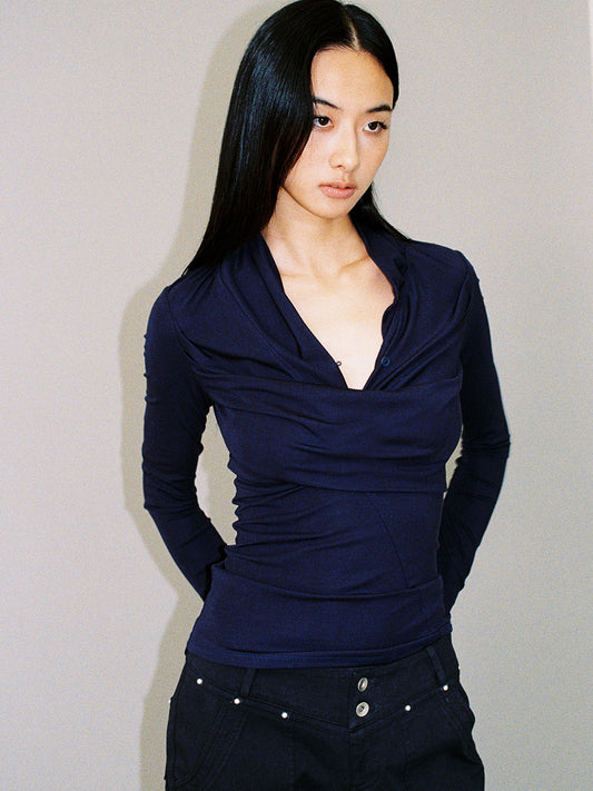 Dotyears Dark Blue Structured Top