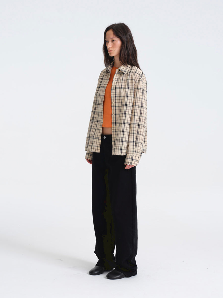 Hughum Khaki Check Cotton Shirt