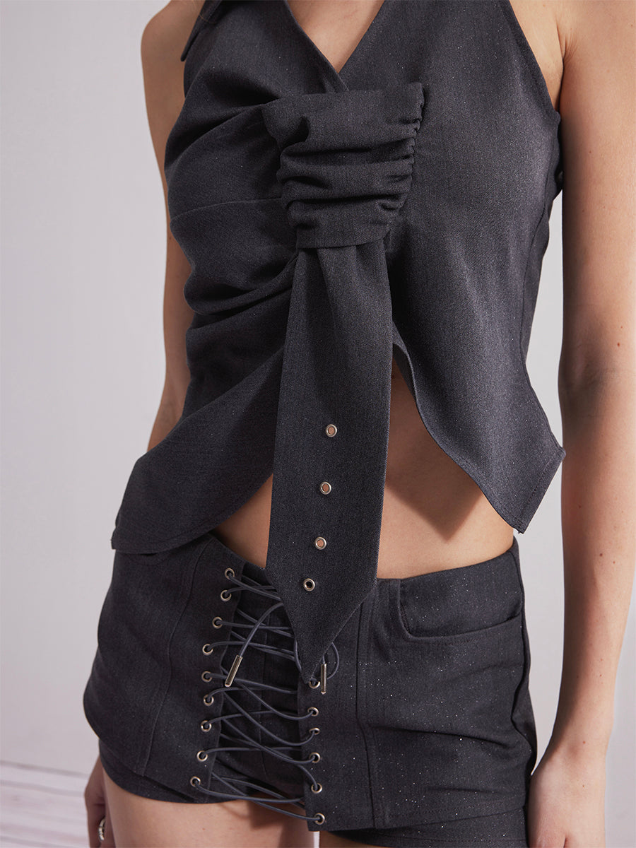 Dotyears24ss  Grey shorts suit Office lady