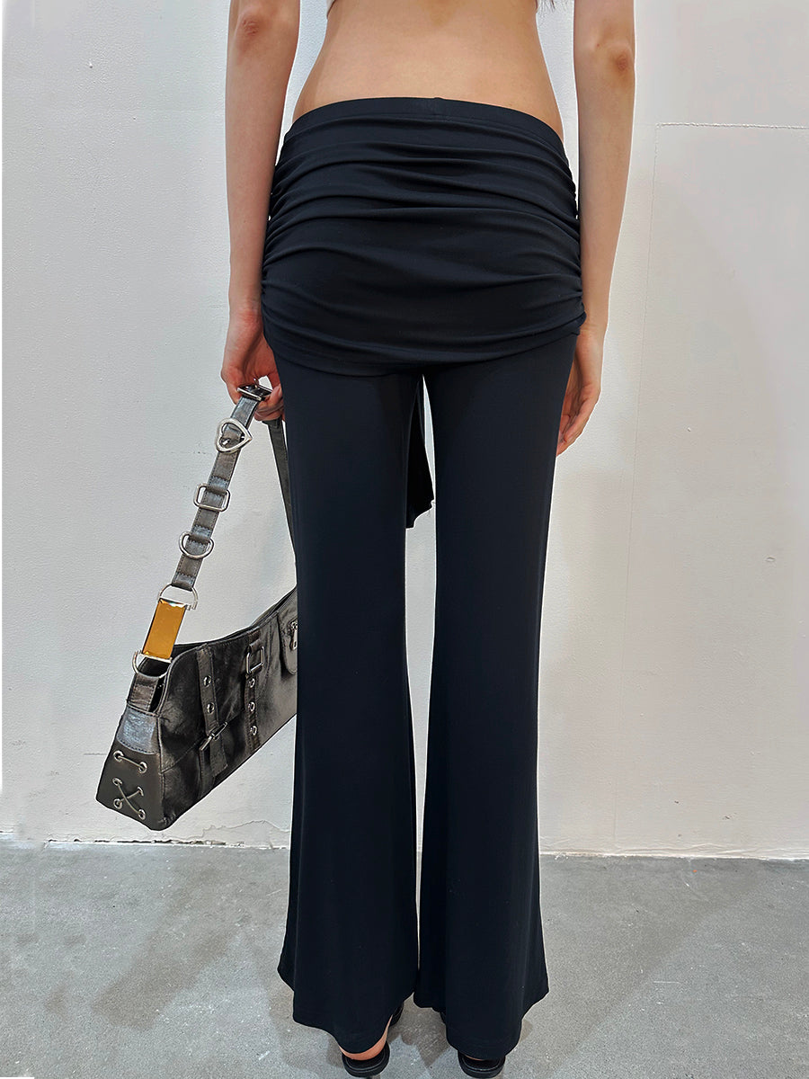 Dotyears Straight-leg black knit pants with a lace-up design