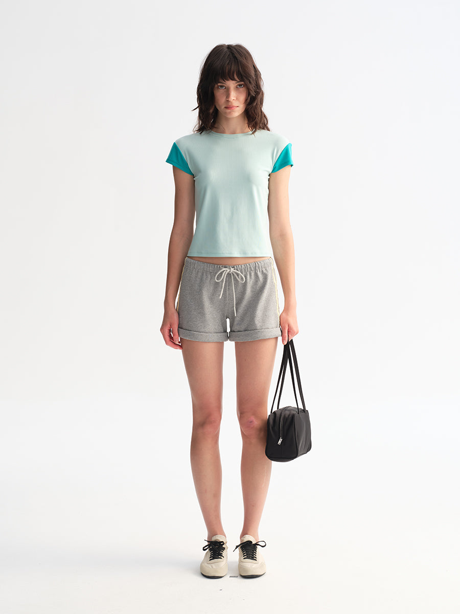 Hughum Modal Knit Color-Block T-Shirt