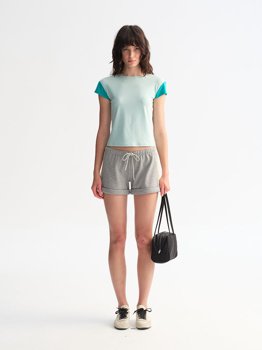 Hughum Modal Knit Color-Block T-Shirt