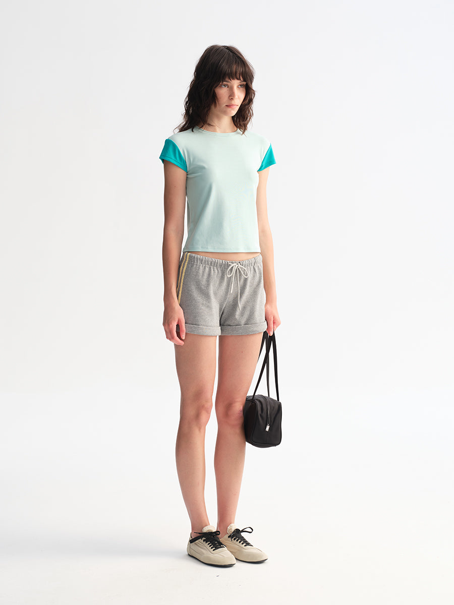 Hughum Modal Knit Color-Block T-Shirt