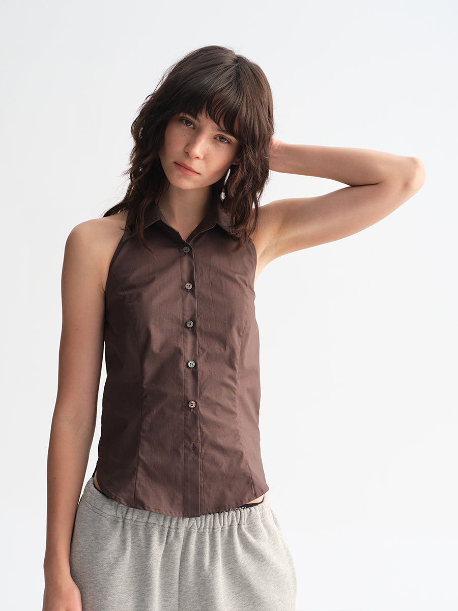 Hughum Cottony Halter Shirt Vest