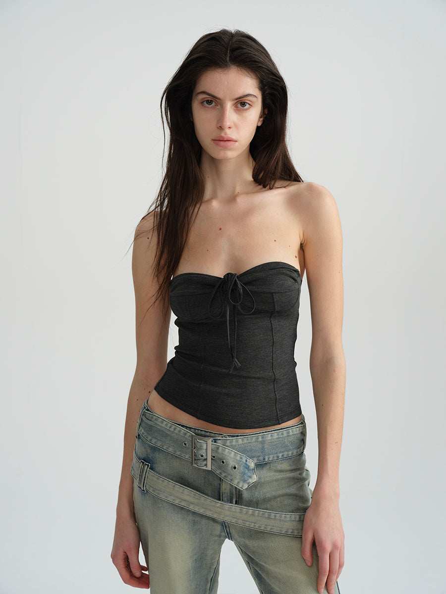 Dotyears Tie-up two-tone slim-fit knitted bandeau