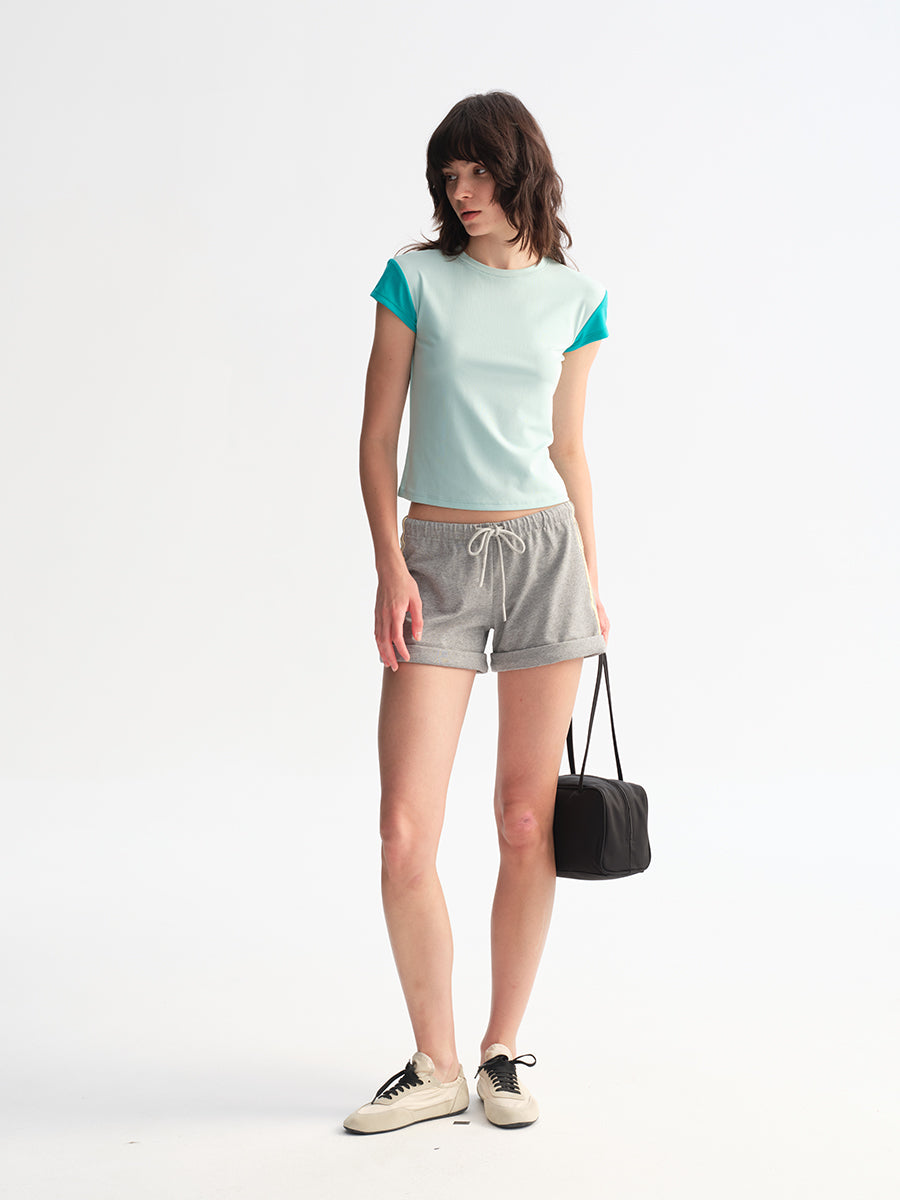 Hughum Modal Knit Color-Block T-Shirt