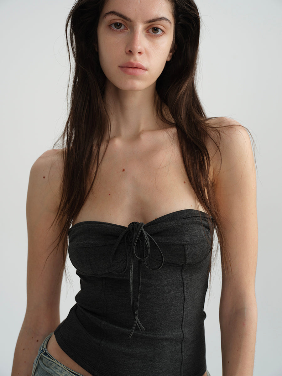 Dotyears Tie-up two-tone slim-fit knitted bandeau