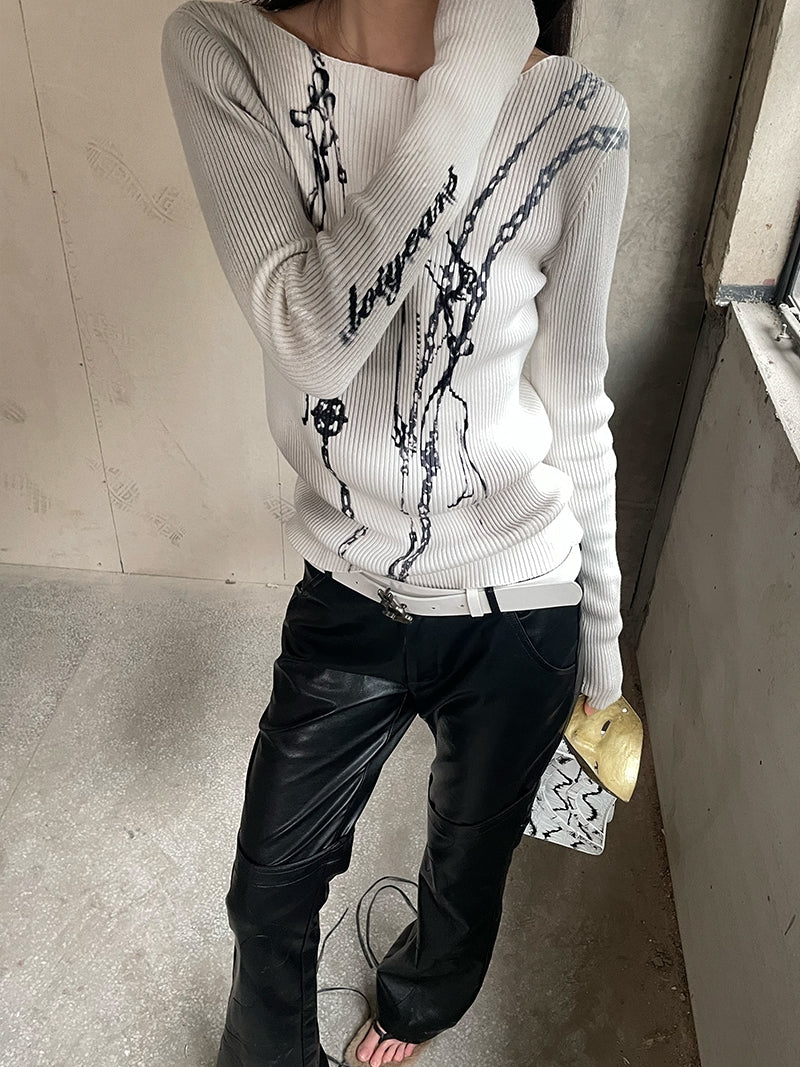 Dotyears 22aw printed sweater