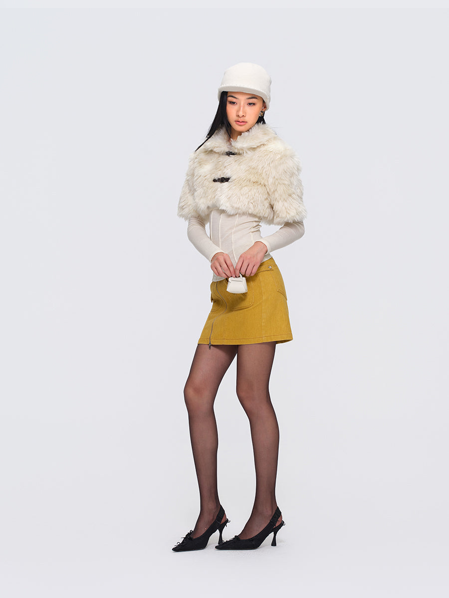 Dotyears Eco-Friendly Post-Processed Fur Shawl Coat