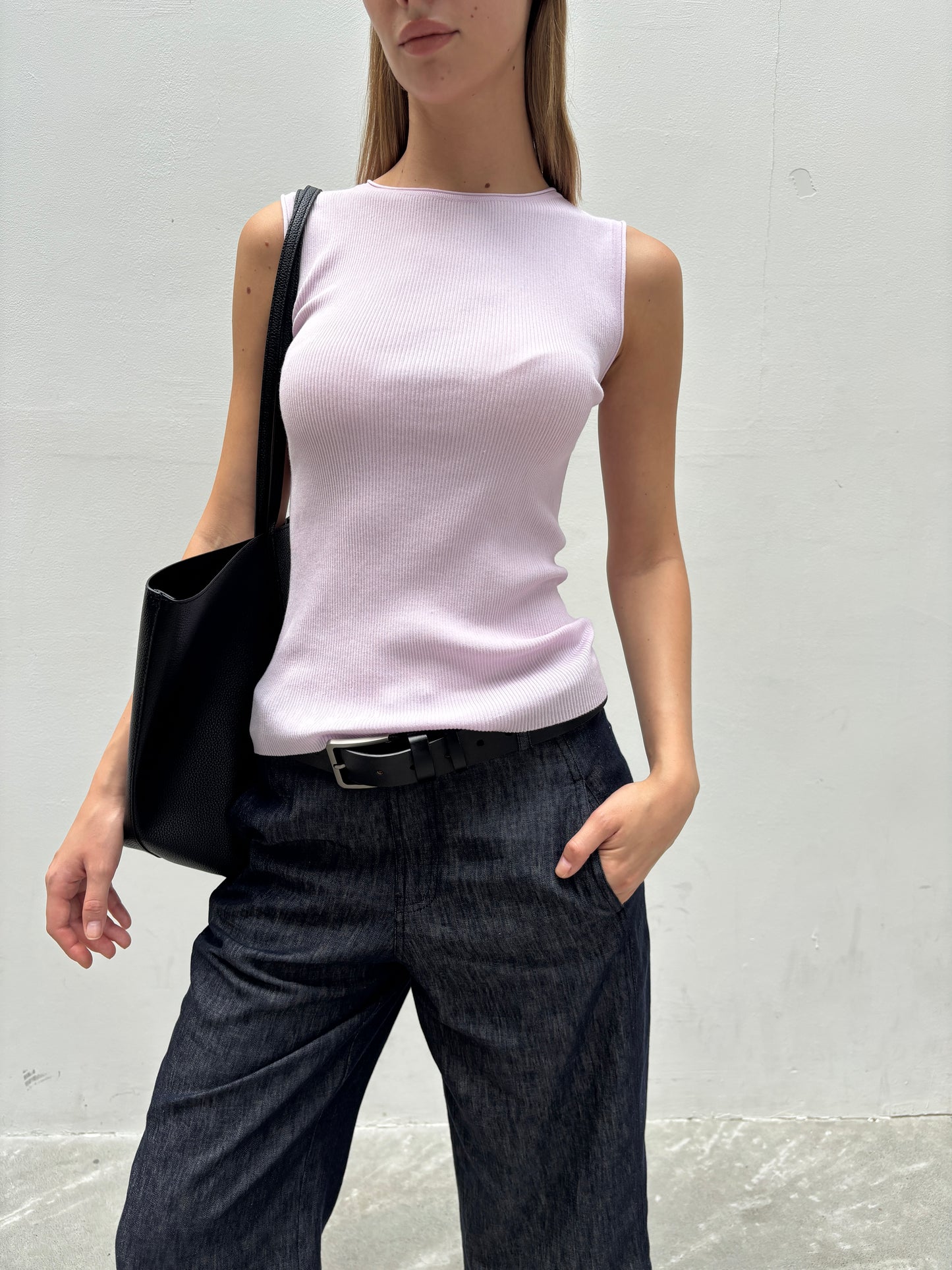 Hughum Long-staple cotton acetate silk knitted vest