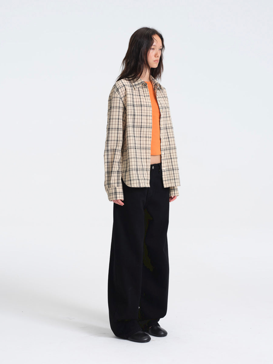 Hughum Khaki Check Cotton Shirt