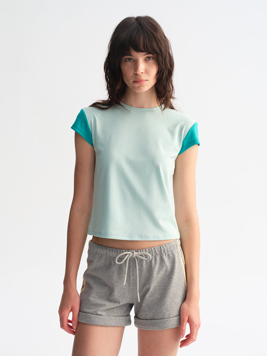 Hughum Modal Knit Color-Block T-Shirt