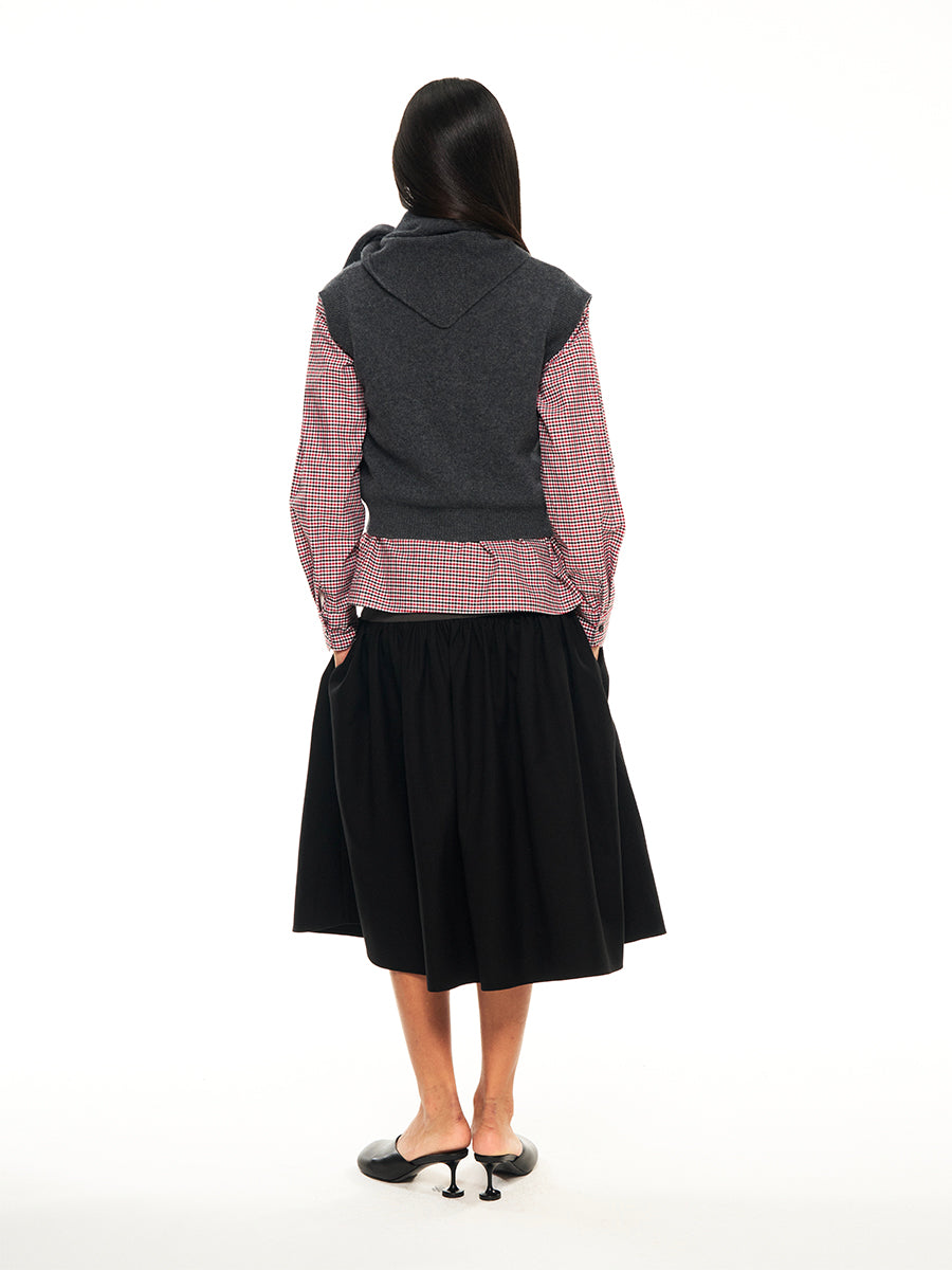 Hughum Grey 100% wool knitted vest over top