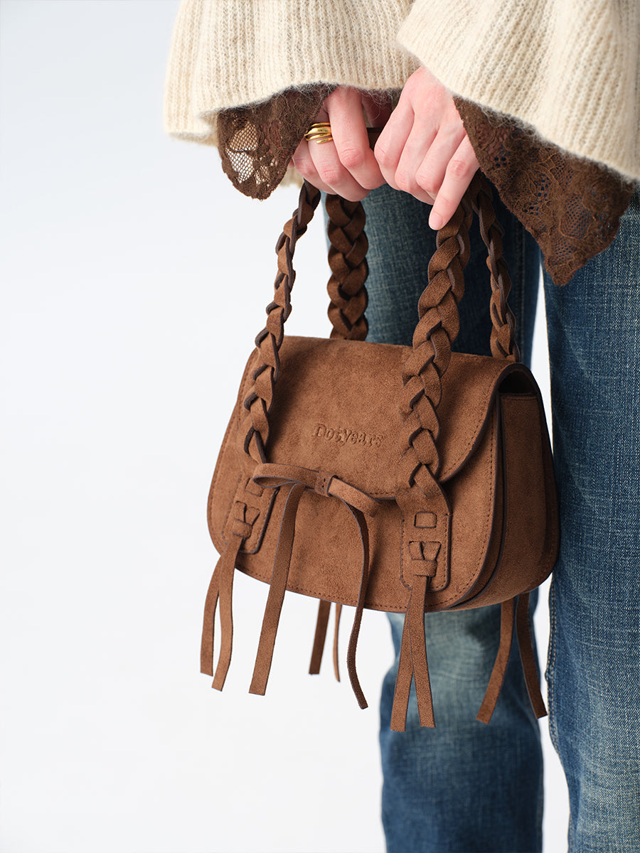 Dotyears Versatile Top-Handle Bag with Woven Suede Handle