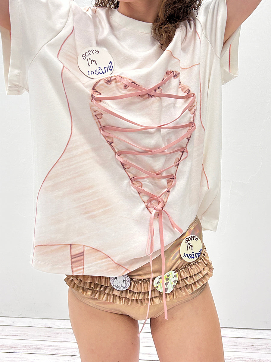 DotyearsxRoe2meDolly Original doll print strappy cotton loose T-shirt